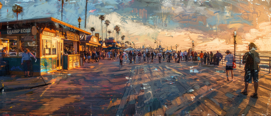 AI generated , stylized image of Venice Beach in 2012