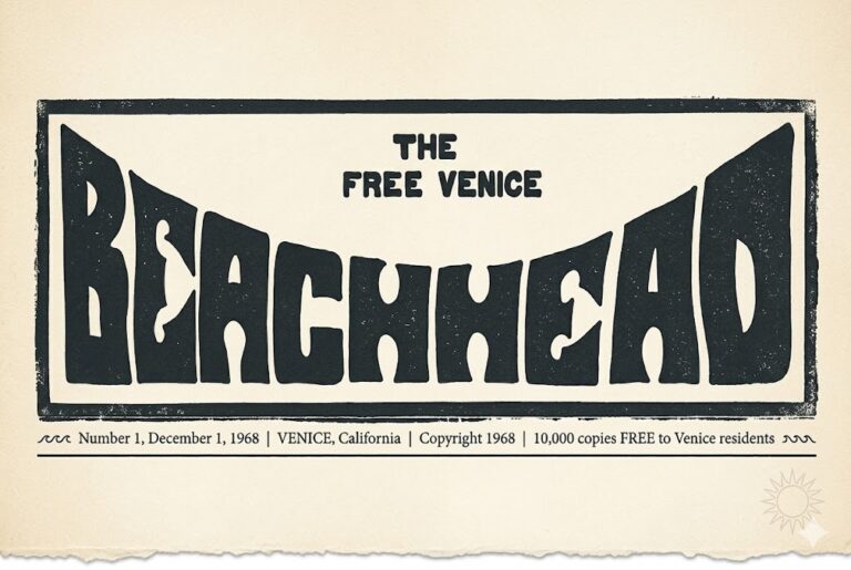 Original masthead for the Free Venice Beachhead newspaper from 1968